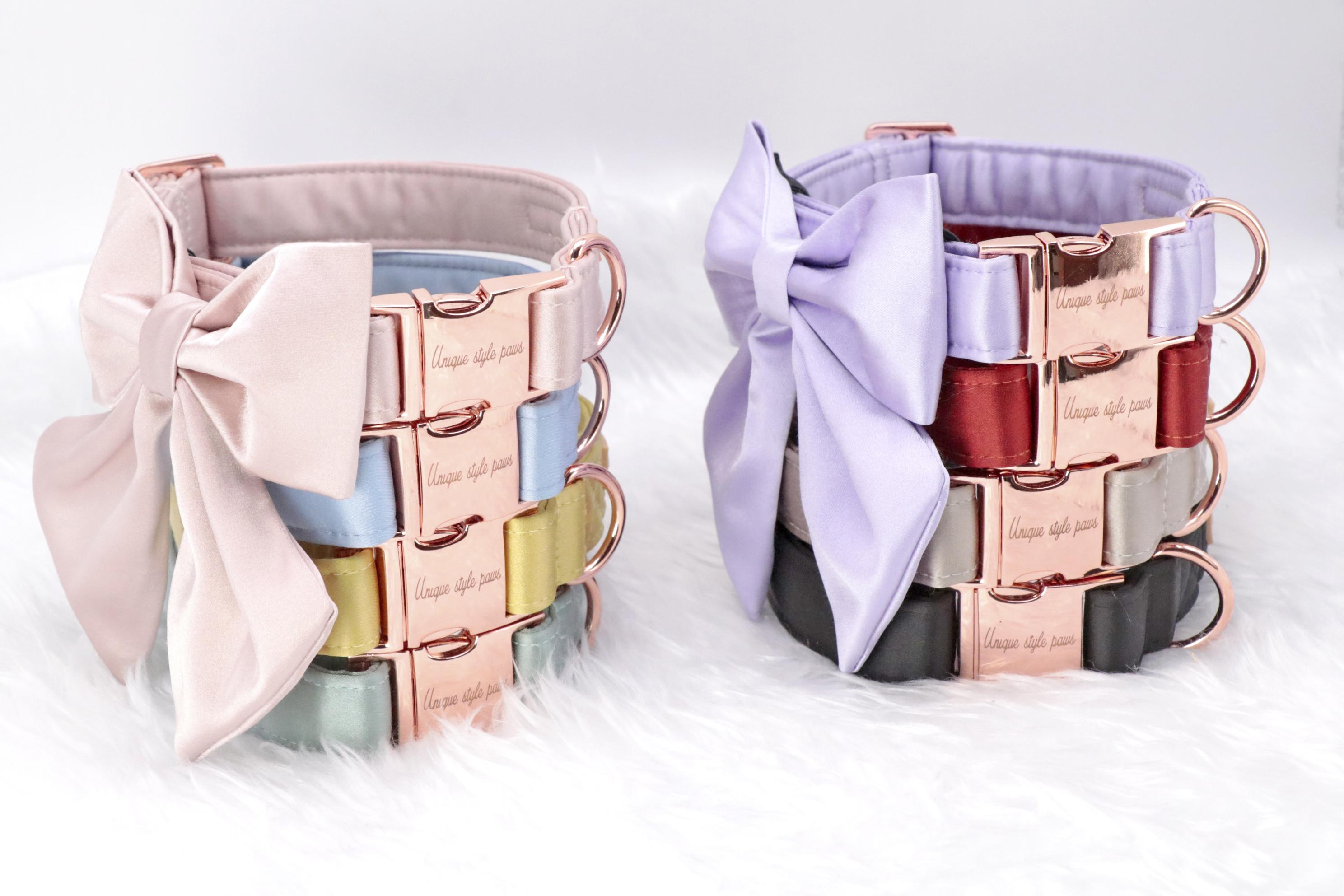 Unique style paws Silk Adjustable Durable Dog Collar with Bow Wedding Bowtie Collar for Small to Large  Dogs summervibes