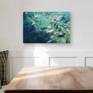 212 MAIN Caustic Fish Turquoise Aluminium Metal Print Wall Art, 12x18 in. - Nature-Inspired Home Decor for Unique Room Interior Styling (MWW C1MP1218B12GDL)