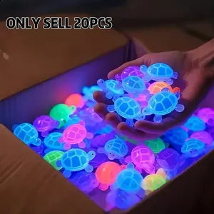 20 Piece Glow-In-The-Dark 3D Turtle Statues, Colorful Semi-Transparent Plastic Decorations, Decorative Sculptures, Home Decor Accessory, Perfect for DIY Crafts, Party Gifts, Classroom Rewards