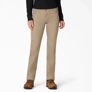 Dickies Women's Perfect Shape Straight Fit Jeans, Stonewashed Bronze Sand (S1S), 12RG,12