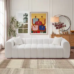 Oversized Boucle Sofa Couch with Two Cushions, Modern Upholstered Tufted Cloud Couch, Deep Seat Boucle Sofa,Cozy Modern 4 Seater Couch for Living Room, Bedroom, Apartment