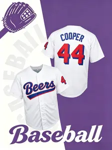 Baseball Jersey Size 44, Quick-Dry Short Sleeve, High-Quality Experience, Loose-Fit Casual Style for Spring & Fall, Graphic Baseball Jersey