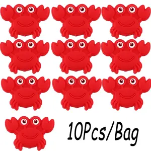 10pcs Cute Crab Shape Silicone Beads, DIY Jewelry Making, Backpack Phone Charm, Keychain, Craft Supplies, Multi-Use Beads