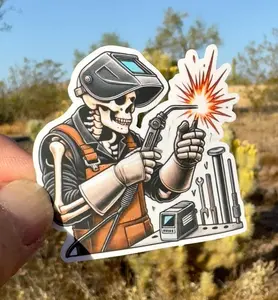 Skeleton Welder Sticker, Welder, Welding, tradesman, Skeleton, Blue collar Sticker, Hard Hat Stickers For Men