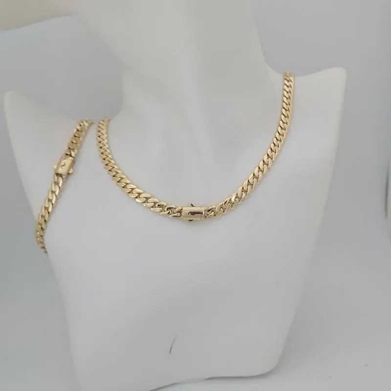 Set de brazalete y cadena con cierre cuadrado Gold plated unisex Fashionable Jewelry Set Square Necklace Set
