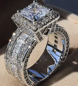 Wholesale Gorgeous Cubic Zircon 925 Silver Plated Ring Charm Women Wedding Jewelry Sz 5-11 Fast USA Shipping