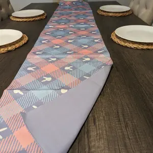 Pastel Plaid Easter Bunny Table Runner 13.5x72