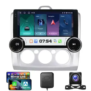 10 Inch Dual Knobs Car Stereo for 【Ford Focus 2009-2011 Manual A/C】 Android Head Unit, Wireless Carplay Android Auto Mirror Link, Touch Screen Radio GPS, Bluetooth, WiFi, FM RDS Radio,BT/SWC/EQ