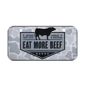 Eat More Beef License Plate Support Your Local Farmers & Ranchers 6" x 3" Aluminum Durable Design with Pre-Drilled Holes for Bicycle and Motorcycle