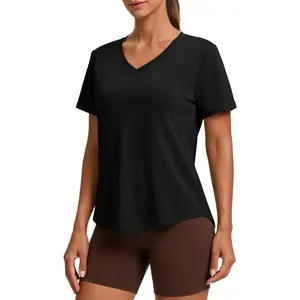 Soft Workout Tops for Women Short Sleeve V Neck Moisture Wicking UPF 50+ Sun Protection Quick Dry Gym Shirts