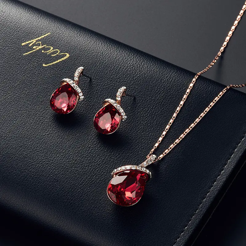Women's 3-Piece Elegant Pendant Necklace & Earrings Costume Jewelry Set, Perfect Anniversary Gift for Daily Wear, Matching Jewelry Set, Necklaces Earrings Set