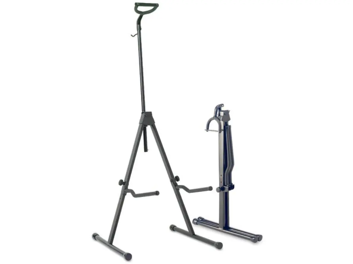 212 MAIN Adjustable Metal Cello Stand with Holding Hook for Bows - Foldable, Portable, Black