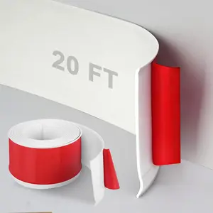 DSGL Flexible Baseboard Molding Trim, 4 in x 20 Ft Self-Adhesive Vinyl Wall Base,Peel and Stick Rubber Wall Base Moulding Trim (White)