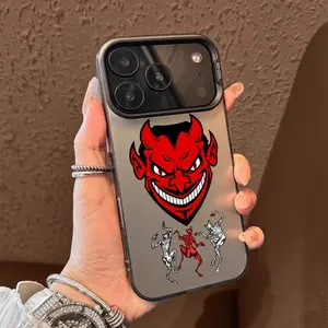 Red face demon Pattern Case for iPhone 17 Pro Max 17 Air 16/15/14/13/12/11 Pro Max XR XS E Plus Retro High-end Shockproof Drop Screen Protection Cute Durable PC Smartphone Cover