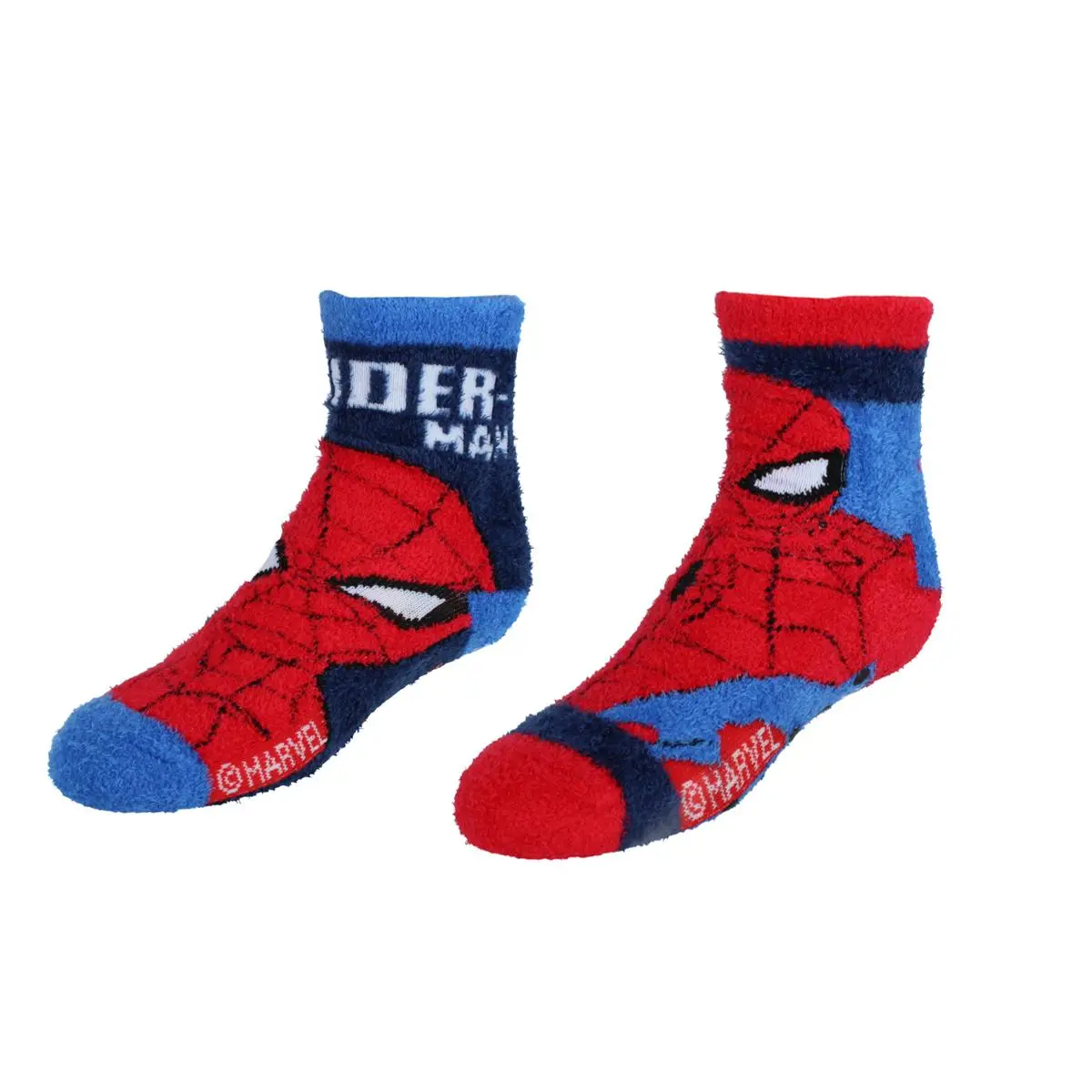 Textiel Trade Boy's Spiderman Fluffy Low Cut Socks (2 Pairs), Crew Socks, Children, Youth Socks