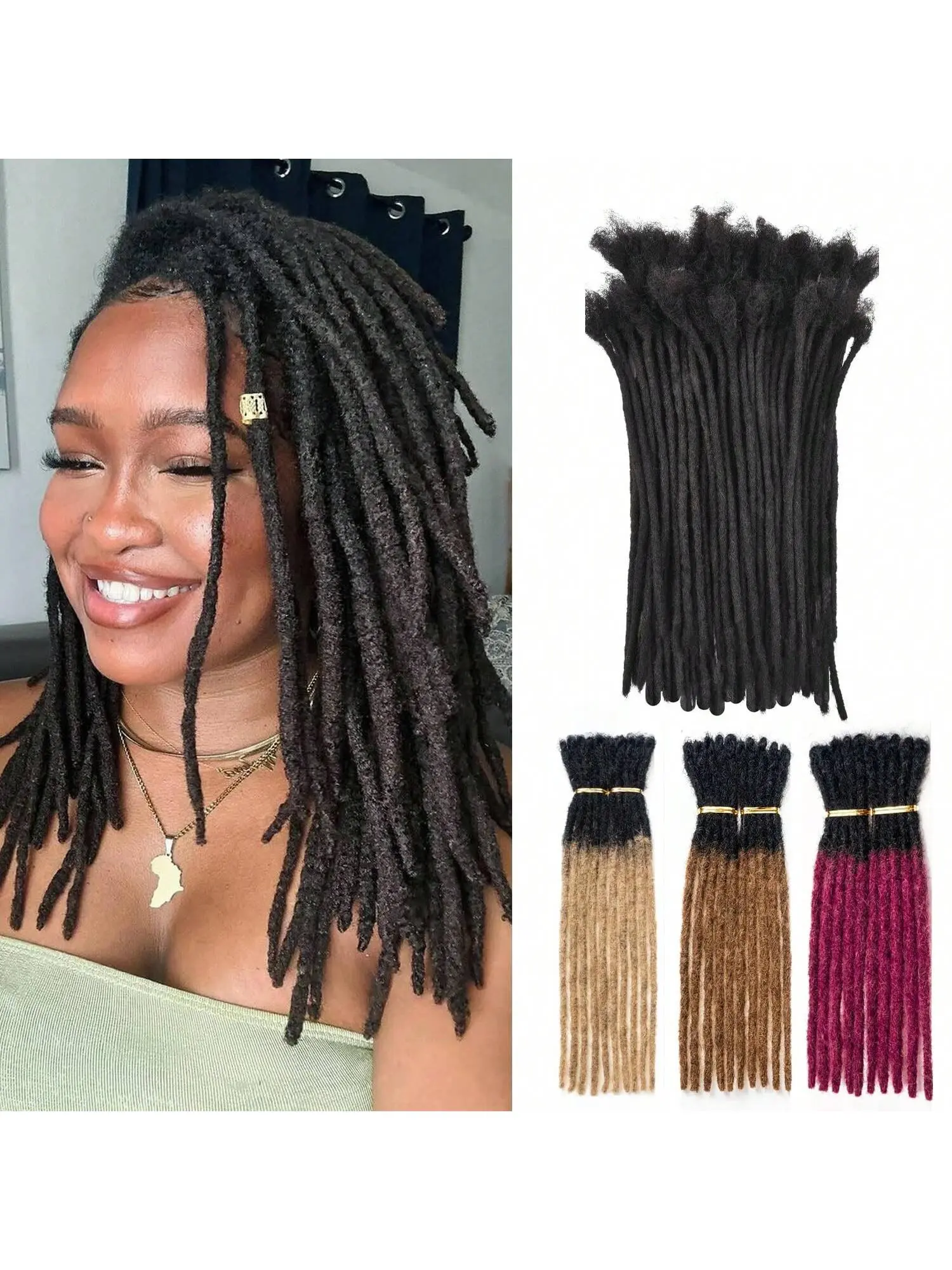 100% Human Hair Loc Extensions 8 inch Can Be Dyed Bleached Curled 30g FAMILOCS Afro Kinky Bulk Human Hair for Dreadlock Extensions  main image 4