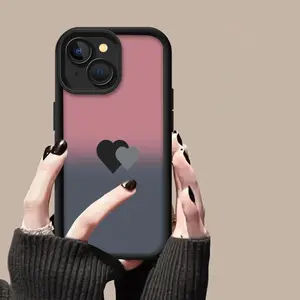 Phone case: Black And Gray Love Background Pattern Mobile Phone Case Is Suitable for Iphone16 15 14 13 12Promax Soft  11 Shock-Proof Protective Case, Suitable for Gifts for Male And Girlfriend