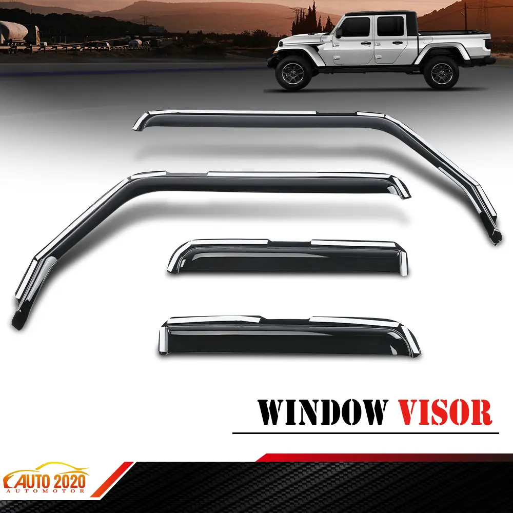 4-Piece In-Channel Rain Guards Window Visors, Vent Shade with Sun Protection, Fits 2020-2025 Jeep Gladiator