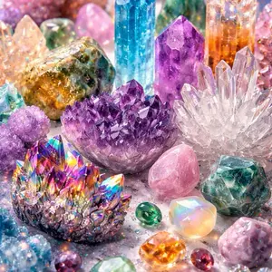 Crystal Collection Gift Set - Assorted Colors and Shapes for Decor and Collection, Includes Various Crystal Types
