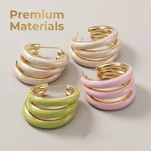 New enamel earrings with a three-layer texture, can enhance your face shape. An ideal gift for your girlfriend or wife, also a perfect gift for mom.