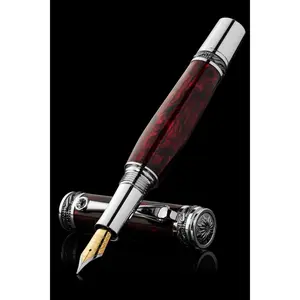 Tycoon Lustrous Red Abalone Shell Fountain Pen