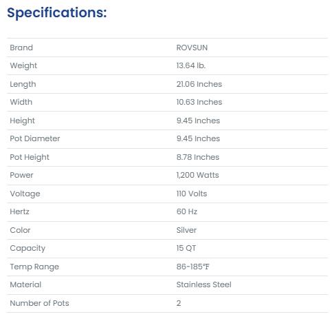 [TOP RATED - FLASH SALE] ROVSUN 15 QT Electric Soup Warmer Steam Table Countertop