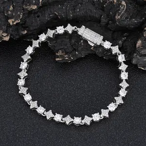 UJ Hip Hop 6mm Cross Star Zircon Tennis Chain High-end Men's Bracelet,Necklace