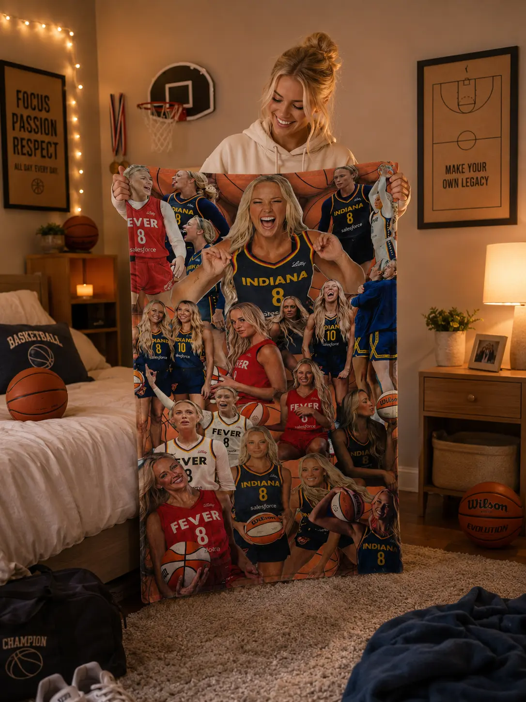 Sophie Cunningham Basketball Flannel Throw Blanket, Vintage Women's Basketball Fan Blanket, Ultra Soft Cozy Throw for Couch Sofa Bed, Sports Room Home Decor Gift