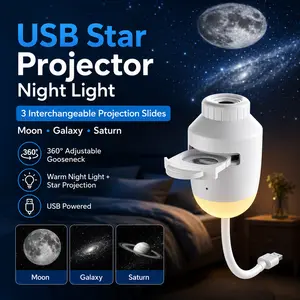 2-in-1 Galaxy Night Light Novelty Lighting, USB-Portable LED Luminous Projection Light, Ambient Starlight Mood Lighting, Mini Wall Lamp for Bedroom Ceiling Decor (Kids Targeted)