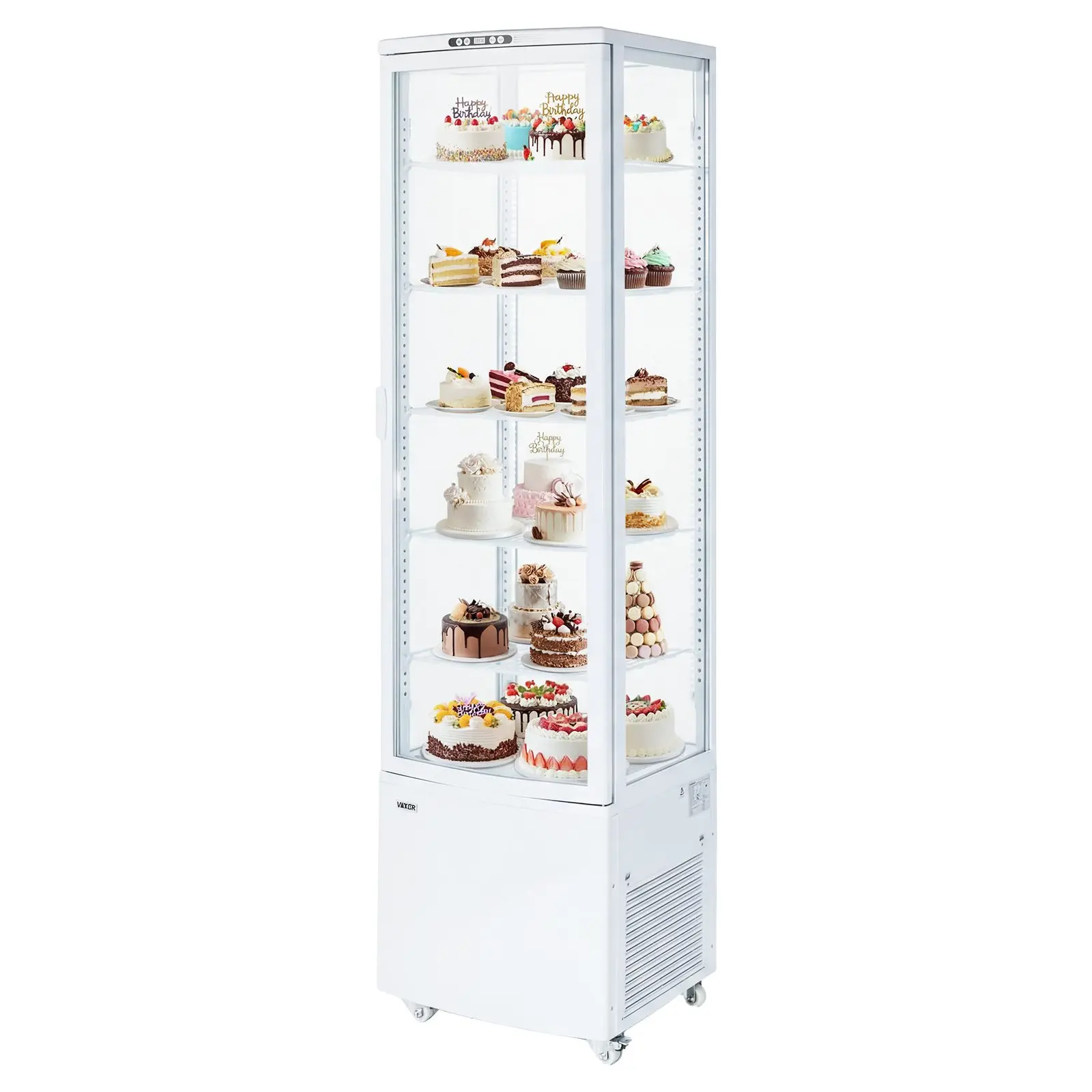 VEVOR 9.8 Cu. Ft./278L Commercial 5-Tier Refrigerated Display Case, Pastry Cake Refrigerator with LED Lighting, TURBO Cooling, No Frost Air-Cooling for Bakery, Dessert Shop