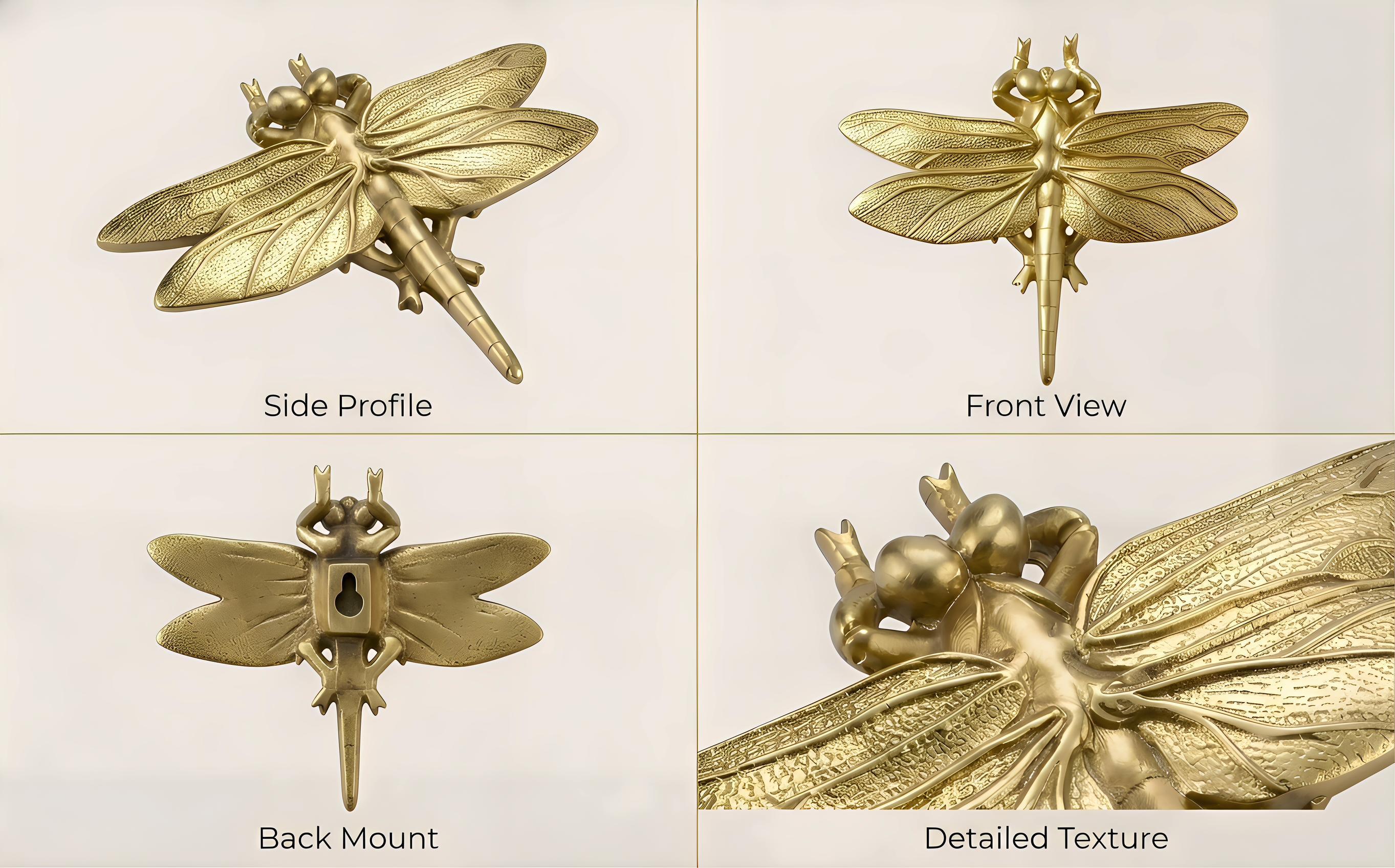 Elegant gold dragonfly wall-mounted statue, 1 piece creative interior design accent, artwork decor for modern apartment living space, insect-themed nursery wall art, chic entryway ornament, housewarming gift idea