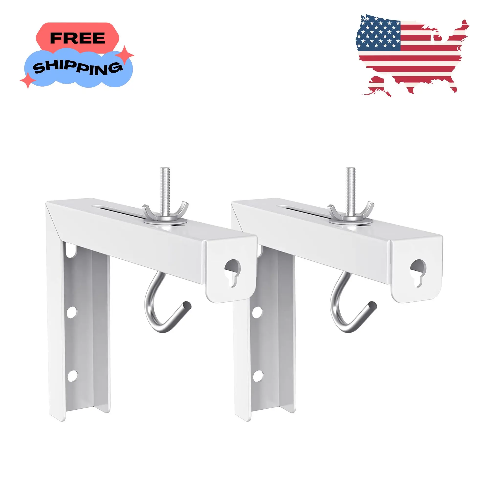 Universal Projector Screen Ceiling Mount, 6 inch Adjustable Extension with Hook Kit Hold up to 66 lbs, White