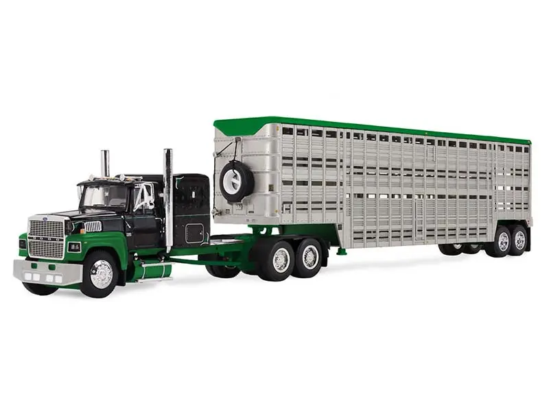 DCP 60-2294 1:64 Scale Ford LTL 9000 Heavy Truck Model Diecast Car with 60" Flat Top Sleeper, 45' Wilson Vintage Livestock Trailer - New, Ages 14+, Collectible Model Cars Truck Toys