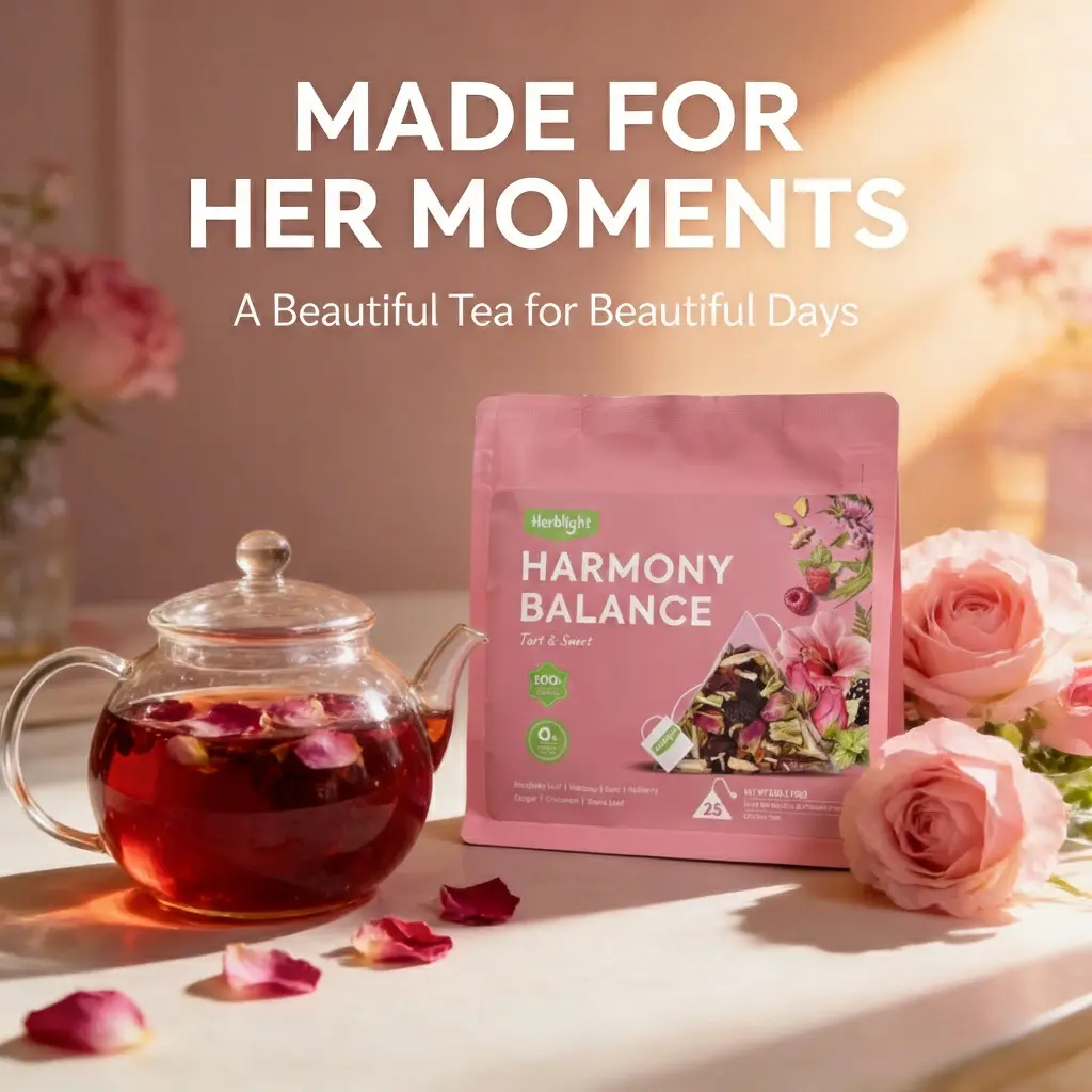 Hormony Balance Herbal Tea for Women, Raspberry Leaf Hibiscus Rose Herbal Blend with Ginger & Cinnamon, Cold Brew Possible, Naturally Caffeine Free Botanical Tea, 25 Pyramid Tea Bags