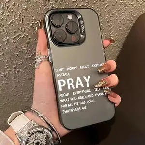 Phone Case Suitable for IPhone11/12/13/14/15/16/17 Pro Promax Plus Air,White text Matte Military-Grade Drop Protection Silicone Cover