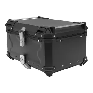 65L Universal Motorbike Tail Box 10kg Load Aluminum Alloy Carbon Steel PU Black Spray For Helmet Clothes Tools Storage