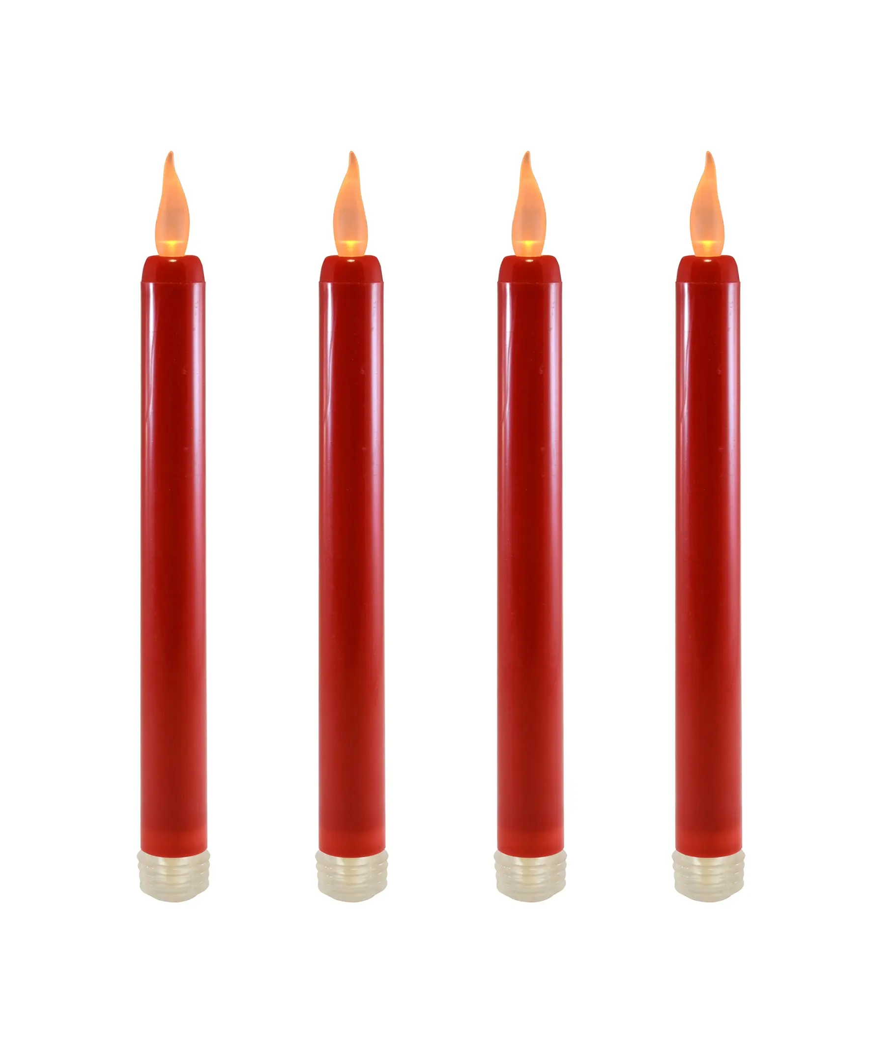 LumaBase 4-Candle Bulk Pack LED Taper Candles - Plastic, Flameless, Battery-Operated, Amber Flicker Glow, 5-Hour Timed Auto-Off, Indoor Decorative Night Light for Home Improvement Use, Led Candles
