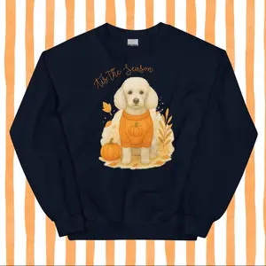 Tis the Season White Poodle Crewneck - Unisex Apparel Relaxed Fit Printed In The USA Clothing Womenswear Casual Comfort Cotton Top Athletic Boho Chic