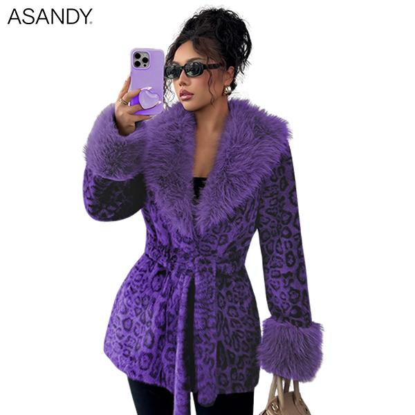 ASANDY Women’s Winter Lace-Up Leopard Print Faux Fur Coat Elegant Synthetic Leather Jacket Warm & Fashionable Outdoor Sports Coat Suitable for Cold Weather Suitable for Both Autumn and Winter ASANDY Women’s Winter Lace-Up Leopard Print Faux Fur Coat Elegant Synthetic Leather Jacket Warm & Fashionable Outdoor Sports Coat Suitable for Cold Weather Suitable for Both Autumn and Winter