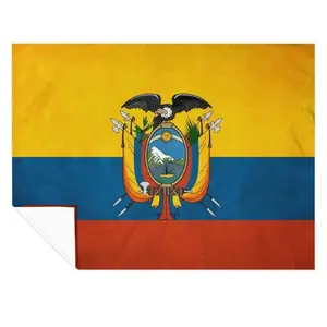 Personalized Custom Image Ecuadorian Flag Flannel Blanket - Breathable Soft Cloth, Traditional Design, Lightweight Cooling, Summer-Use, Indoor Home Decor for Ecuador Fans, Gifting for Him & Her