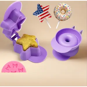 Donut and star cake pop molds 2 pcs set with 100 sticks silicone fondant mold dishwasher safe non 3D printed for home baking birthday wedding