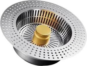 Stainless Steel Pop Up Kitchen Sink Drain Strainer, Anti-Clog Food Debris Catcher for Household Kitchen Sink Drains