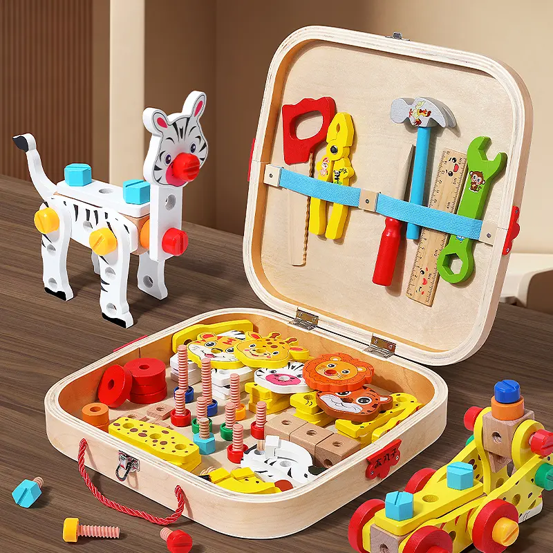 Children's Animal Assembly Toolbox, Funny Wooden Tools Toy, Play House Preschool Education Educational Toys, Create Thinking&Hands-On Ability, , Birthday Children's Day Gifts For Boys Girls, Mother's Day Montessori