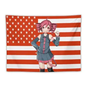 Teto Synthesizer Anime Wall Tapestry  Music Lovers Decor | Utau Synthesizer Tapestry with American Flag Design | Room Accent and Home Decor