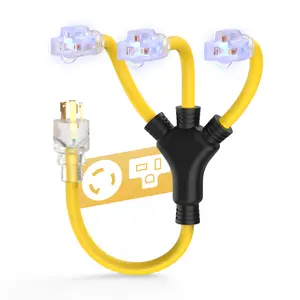 TOOLIOM 30 Amp Generator Adapter Cord Power Splitter, NEMA L5-30P to 3 x 5-15R/5-20R Household Plug, ETL Listed Generator Extension Cord 125V 3750W Stow 12AWG/3C (2 FT)