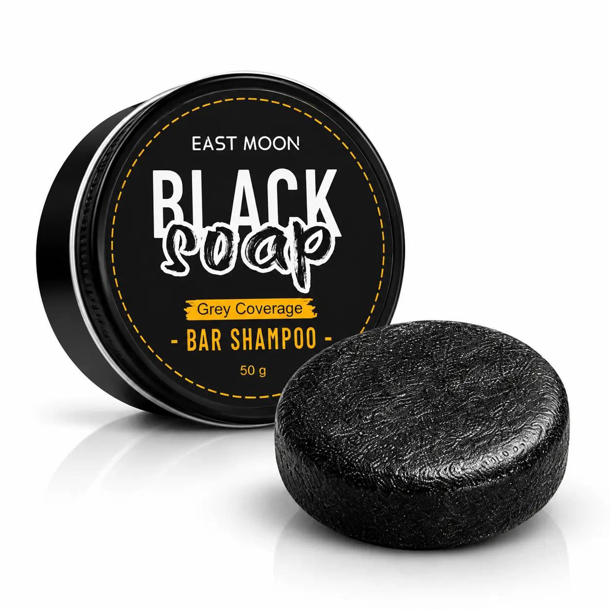 Black Soap Bar Shampoo 50g for Men Grey Coverage Hair Cleansing Rich Lather Hair & Beard Daily Grooming