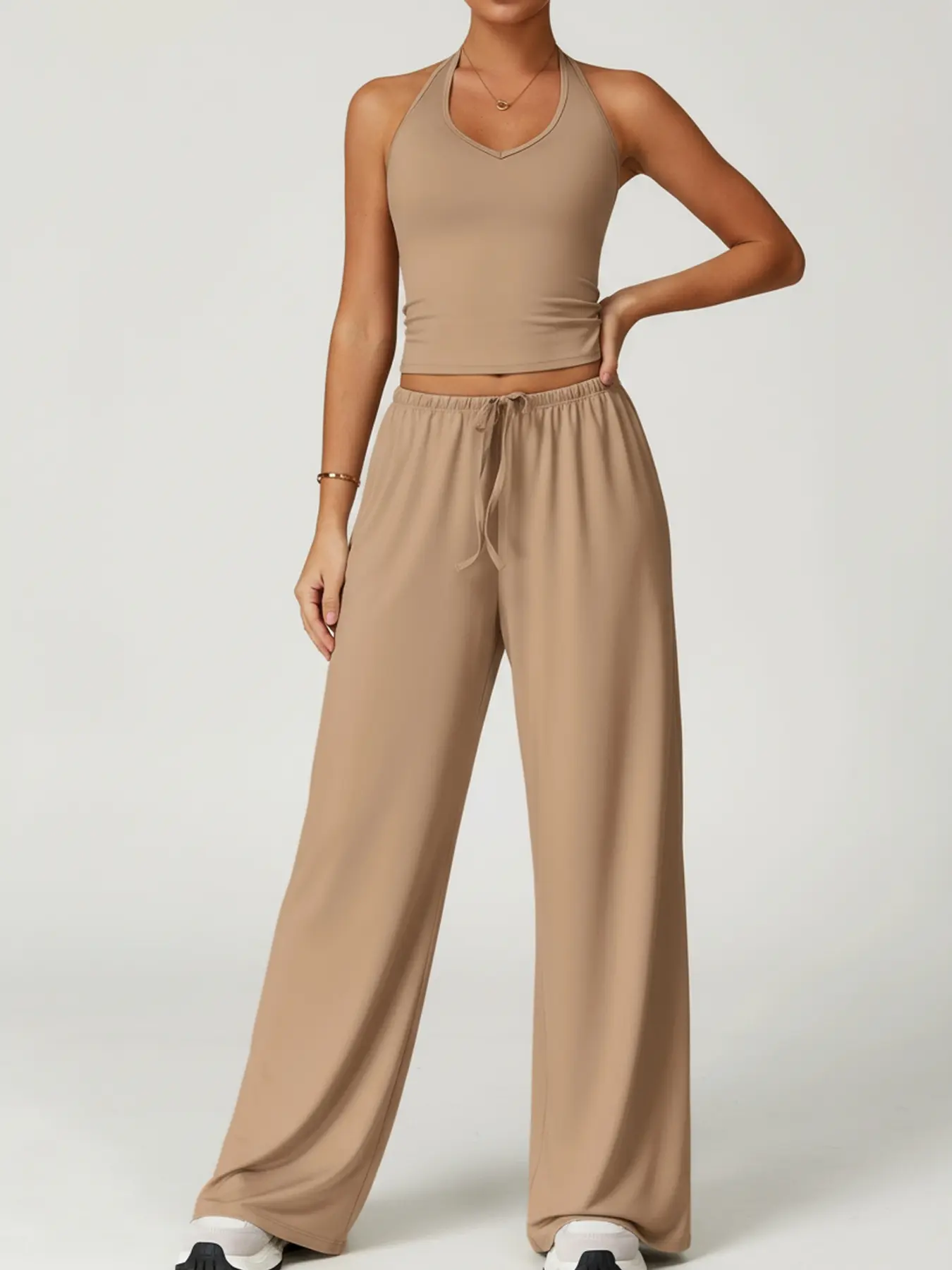 Women's Plain Fitted Sportswear Set, Workout Running Outfits, Yoga Outfits, Sweatsuit Sets, High-Waisted Loose Fit Design, Ideal for Sports & Daily Wear, All-Season Comfortable, Matching Workout Set, Sportswear for Gym, All Season Activewear