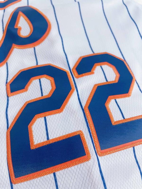 Men's #22 Baseball Jersey Blue & White Striped Classic "SOTO" Design Breathable Button-Up Shirt For Training Games & Casual Wea