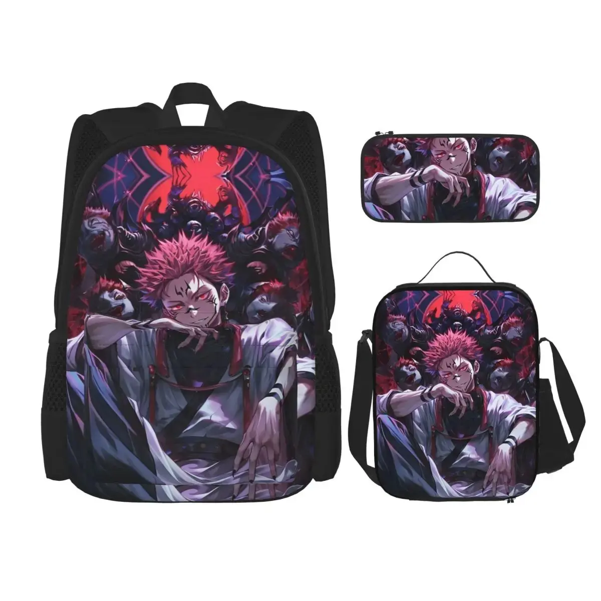 Satoru Gojo, Suguru Geto, and Ryomen Sukuna Themed Student Canvas Backpack