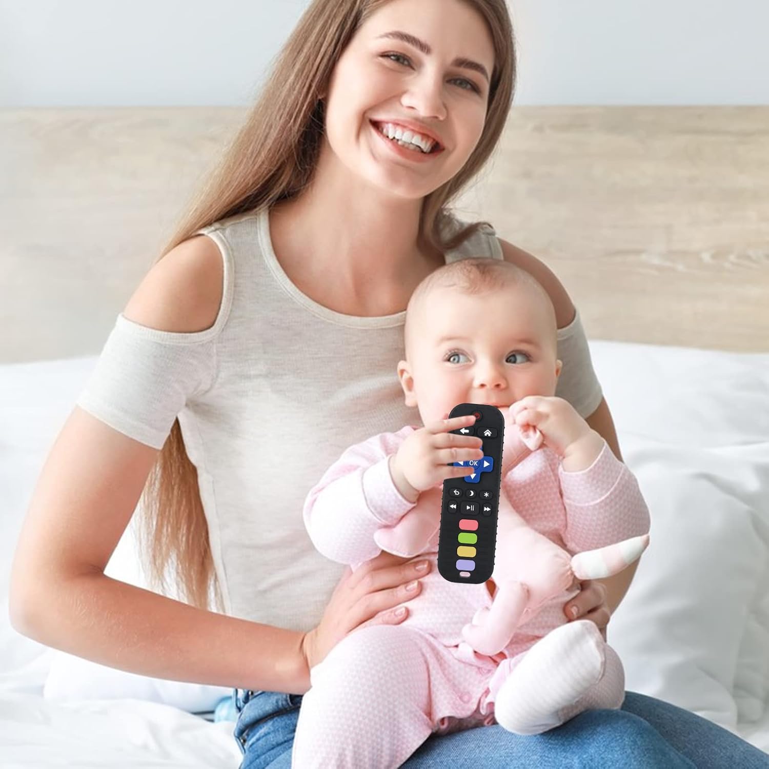 2Pack Silicone Teething Toys for Infant Toddlers Remote Control Shape Teethers for Babies Chew Toys Relief Soothe Gums Set BPA Free Freezable Dishwasher Refrigerator Safe